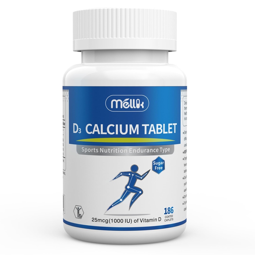 Vitamina-D3 1200-mg Magnesio-Mini - 186Tablets Unflavored Slow Release Bone Salute Donne e Uomini Integratore Dietetico Facile da Ingoiare Zucchero Libero