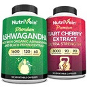 Nutrivein Premium Ashwagandha Capsules & Tart Cherry Capsules Bundle: Estratto di Ciliegia di Tart ad alto assorbimento e integratori di Ashwagandha per il recupero, l'equilibrio e la vitalità