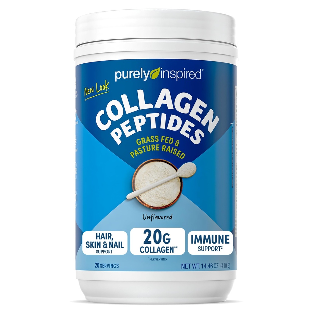 Polvere di collagene puramente ispirata, non aromatizzata (20 Serve) - 20g Peptidi di collagene polvere proteica per le donne e gli uomini - Grass-Fed & Pasture Raised - Gluten-Free, Paleo & Keto-Friendly Collagen Drink