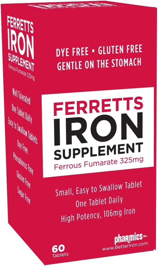 Tavole di ferro 325mg Ferrous Fumarate 4 Pack (240 Totale)