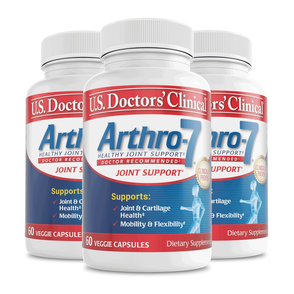 U.S. Doctors’ Clinical Arthro-7 - Clinically Proven Joint Support Complex with Turmeric, Collagen, Bromelain for Flexibility, Mobility, & Strong Cartilage - 180 Capsules(3 Bottiglie) - 45/90-Day Supply