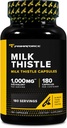 Primaforce latte Thistle 180 capsule 1000mg Equivalent - Gluten Free, Non OGM Integratore alimentare, da 250mg di 4:1 Estratto