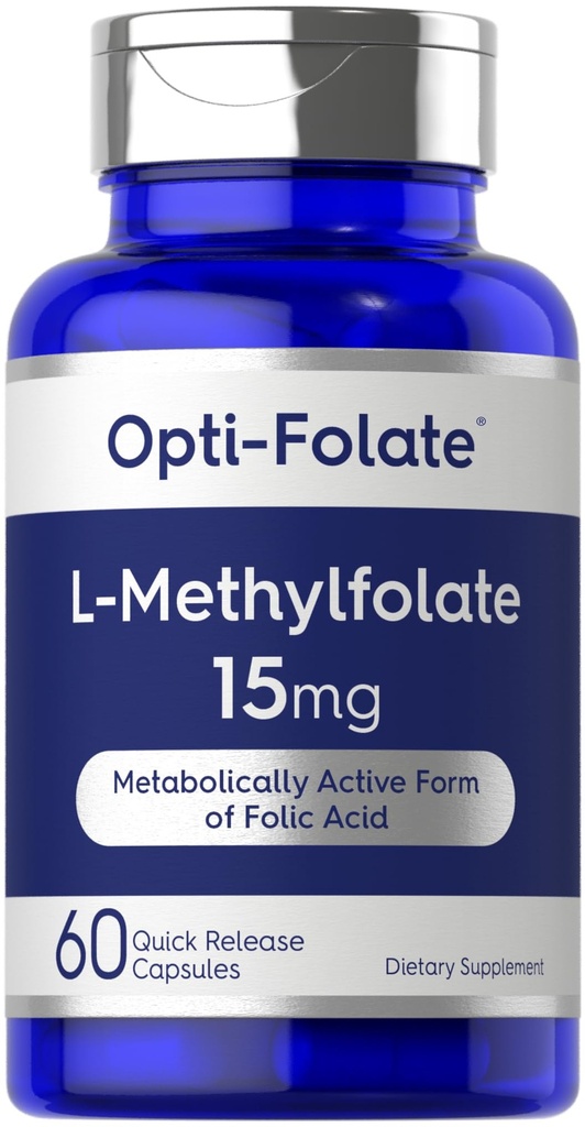 Carlyle L Methylfolate 15mg | 60 capsule | Potenza massima | Ottimizzata e attivata | Non OGM, Gluten Free | Methyl Folate, 5-MTHF | da Opti-Folate