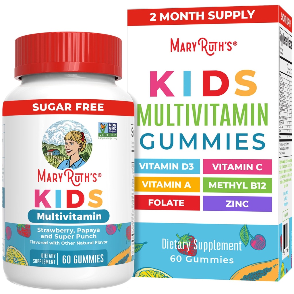 MaryRuth Organics Kids Vitamine | Multi | Sugar Free | 2 Mesi di alimentazione | Bambini Multivitaminici per età 2+ | Vegan | Solo 1 Gomma al giorno | 60 Conte