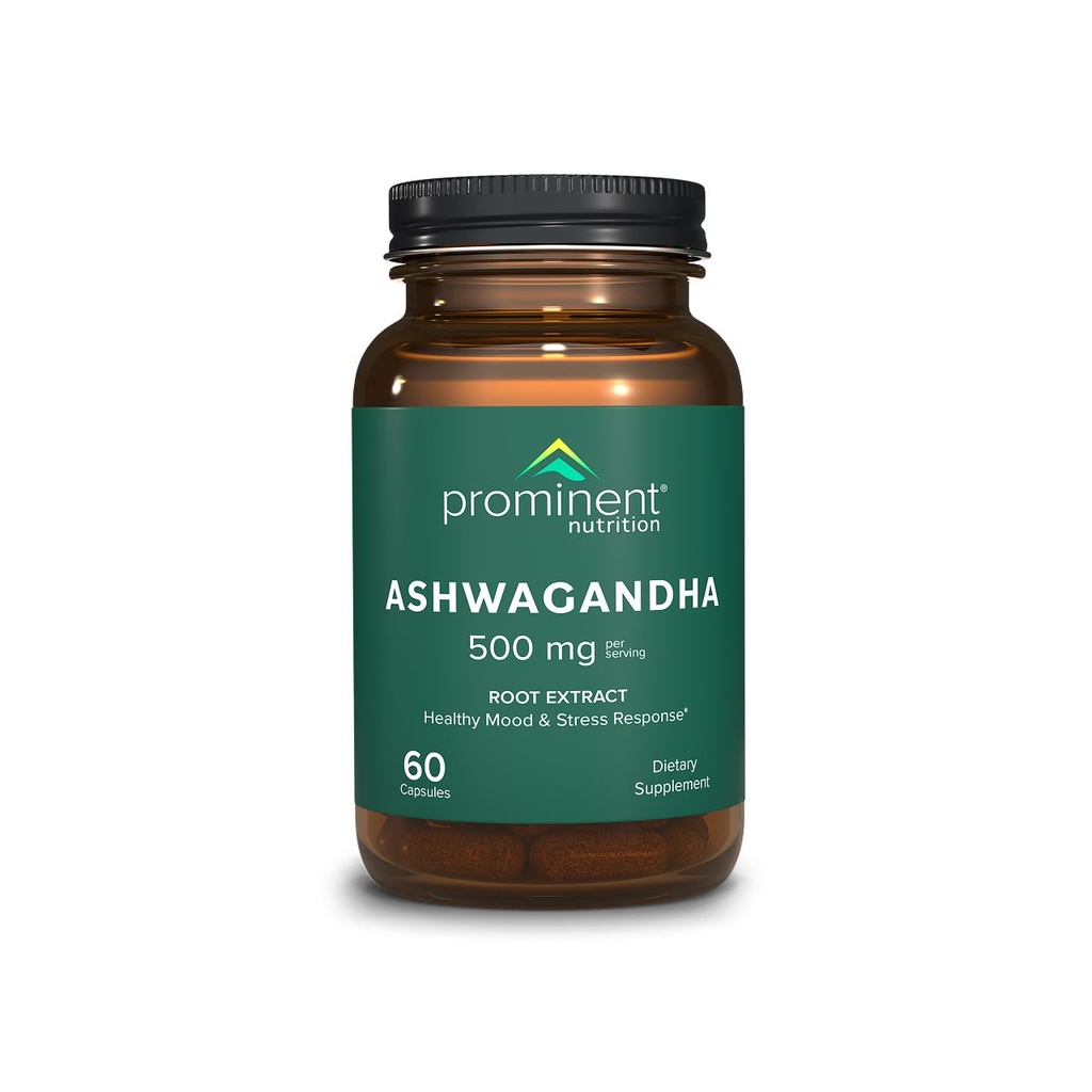 Prominent Nutrition Ashwagandha Supplemento - Clinicamente Ricercato Shagandha Root Estratto per il supporto sano di umore & Stress, Standardizzato al 2,5% Withanolides, 500 mg, 60 Vegan Capsules - 1 Pack