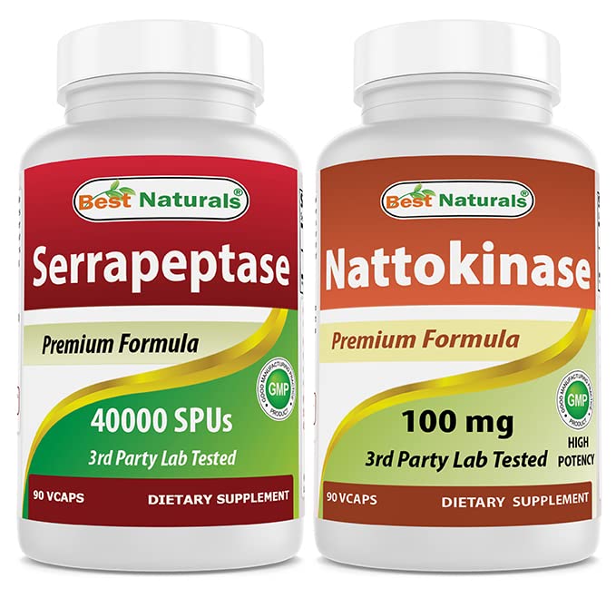 I migliori naturali Serrapeptase 40000 SPUs & Nattokinase 100 Mg