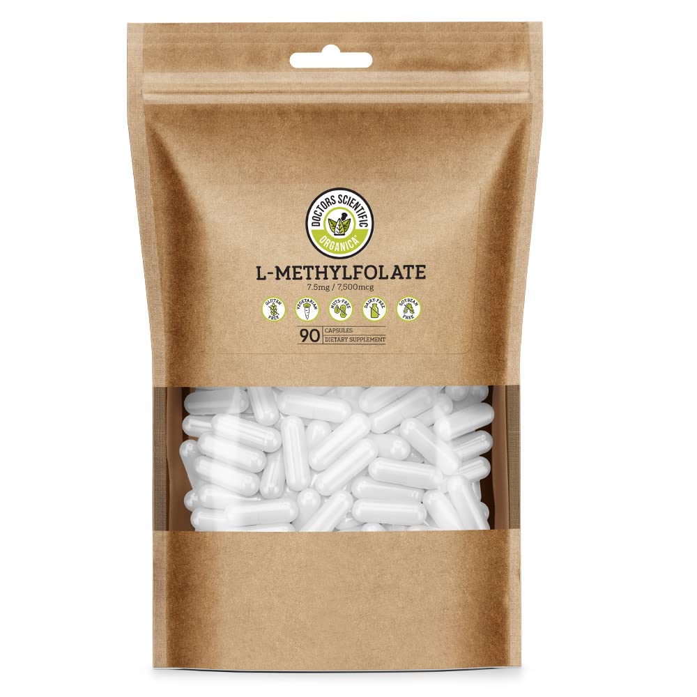 DSO L Methylfolate 7.5mg (5 MTHF Supplemento) - 90 capsule vegane (7.5 mg) - Integratore attivo di Folato di L per il controllo di Homocysteine - Vitamina di acido folico - Imballaggio ecologico