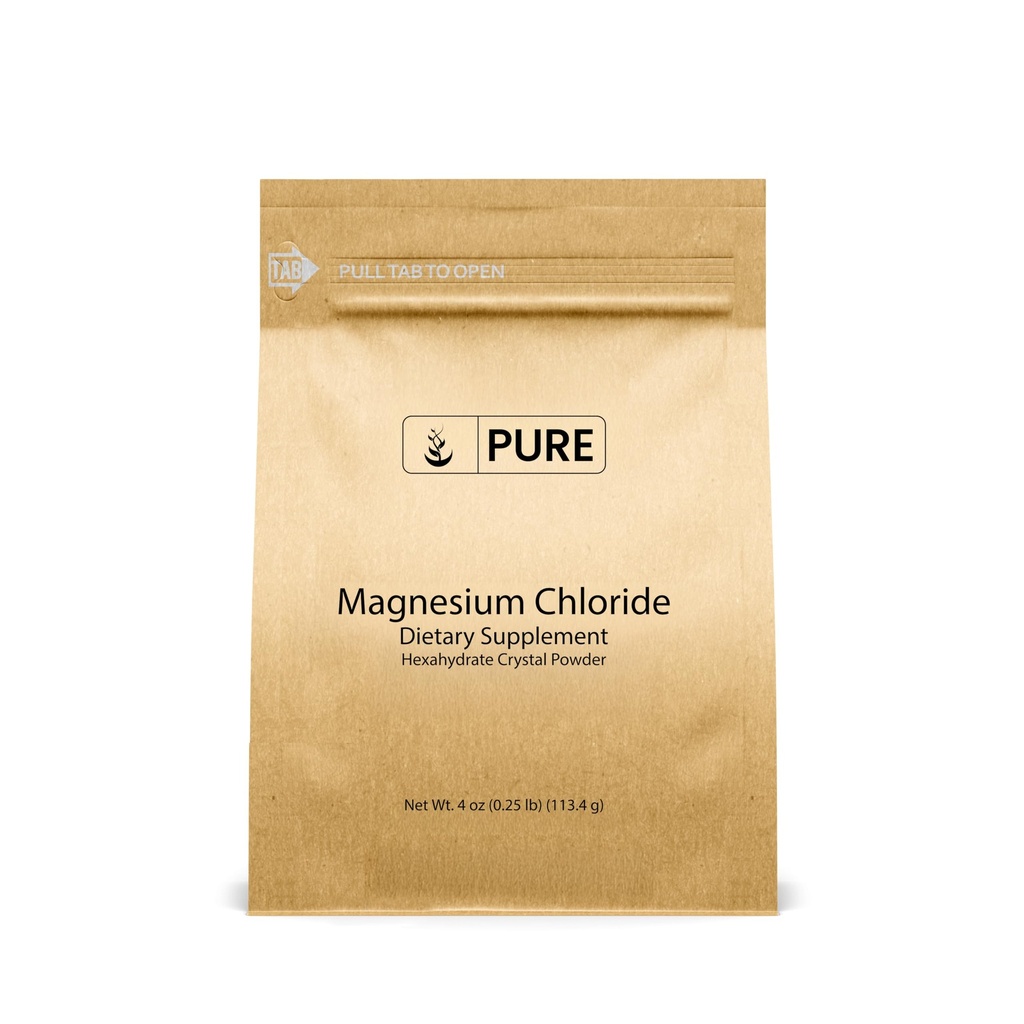Pure originale ingredienti cloruro di magnesio (4oz) supplemento orale, polvere di cristallo, supplemento di magnesio, grado alimentare