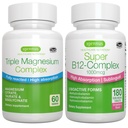 Triple Magnesium Complex + Super B12-Complex Energy Bundle, Alta Assorbimento Chelato Glycinate, Taurate & Citrate Magnesium + Alto Assorbimento Sublingue B12, Vegan, di Igennus