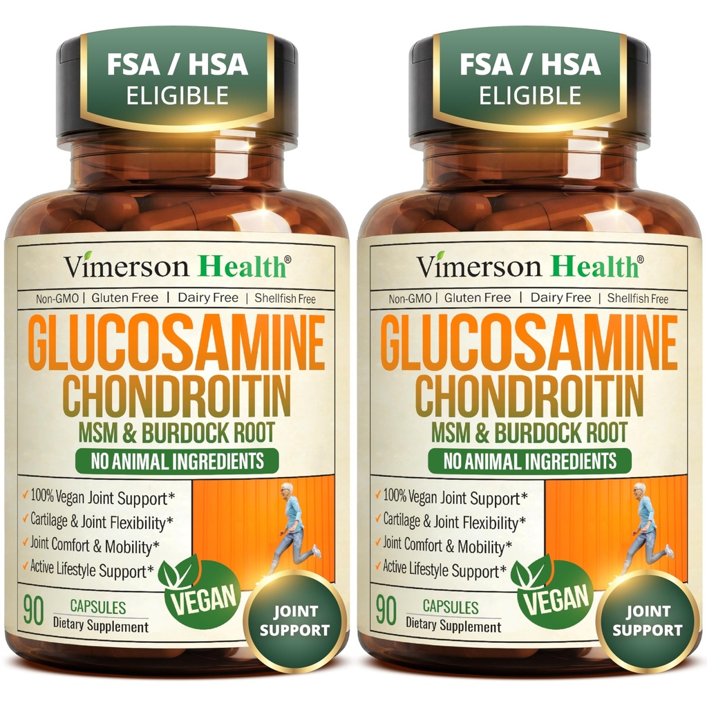 Glucosamina Chondroitin MSM – Integratore di supporto congiunto per le donne e gli uomini con Glucosamine Sulfate 1500 mg, Condroitina e MSM – per il cartilage, Joint Health e Flessibilità – 2 Pack, Vegan