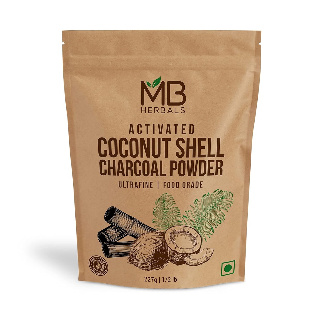 Polvere di carbone attivata da Coconut Shell 8 oz (227 Gram / 0.5 LB) | Per UTILIZZAZIONE ESTERNA SOLO | Pacchetti di faccia e maschere