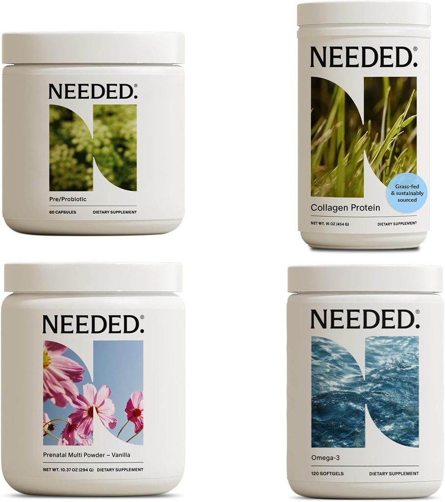 Ne ho bisogno. Full Prenatal Bundle | Multivitaminico, Pre/Probiotico, Collage, & Omega-3 per la gravidanza & Postpartum