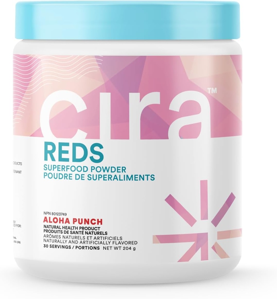 Cira Glow-Getter Reds Superfood Powder - Antiossidanti e polifenoli per una maggiore energia e salute del fegato - 30 Serve, Aloha Punch