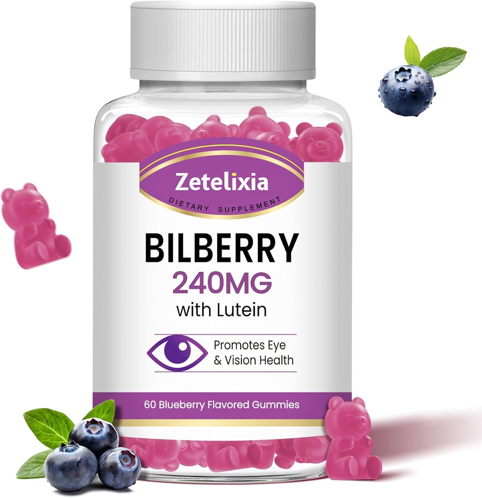 Lutein Gummmies Eye Health Supplemento per adulti, Lutein & Zeaxanthin Integratori Occhi Vitamine Gummies, Bilberry con Lutein per la promozione dell'occhio e della visione - 60 Gummies