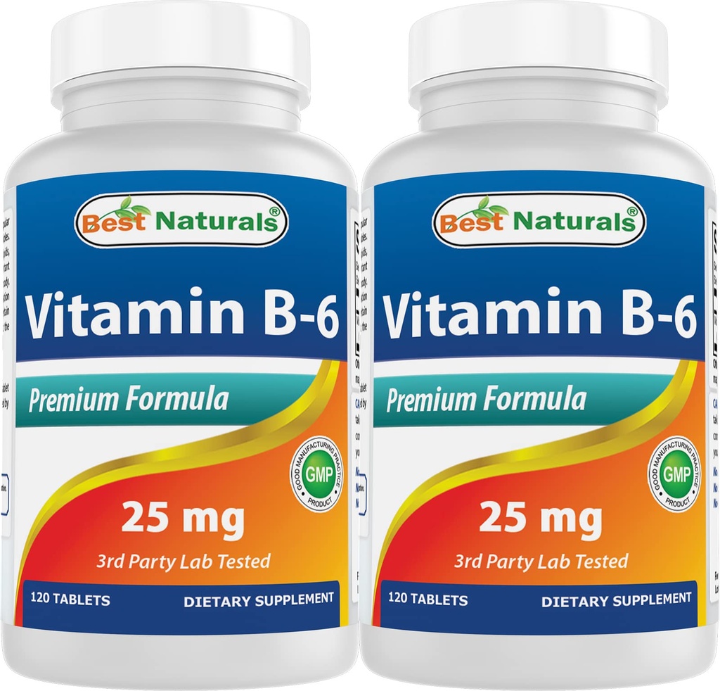 Best Naturals Vitamina B6 25mg, 120 compresse (120 conteggio (pacchetto di 2))