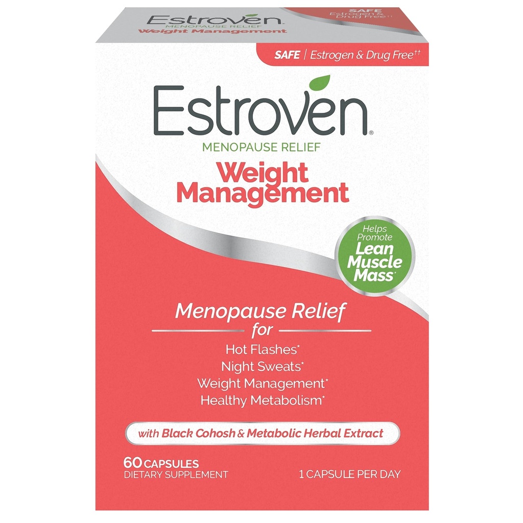 Gestione del peso estrogeno per il sollievo di menopausa - 60 Ct. - Gli ingredienti clinicamente provati aiutano a gestire il peso, fornire le maglie notturne e il sollievo flash caldo - senza farmaci e senza glutine