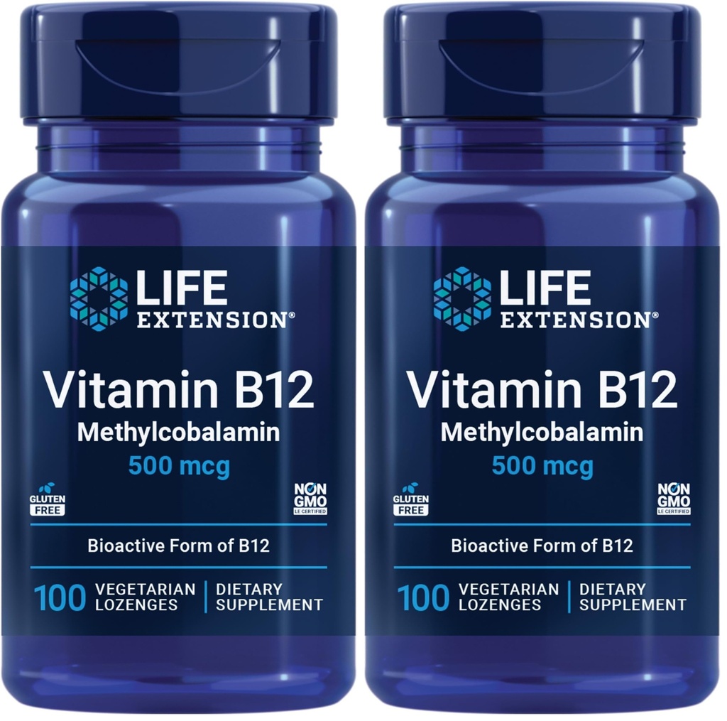 Vitamina B12 Methylcobalamin 500mcg - Vitamina B12 Supplemento per l'energia generale e la salute del cervello - Zucchero Lozenges vegetariani liberi dissolvere nella vostra bocca - Una volta al giorno - 100 Conte