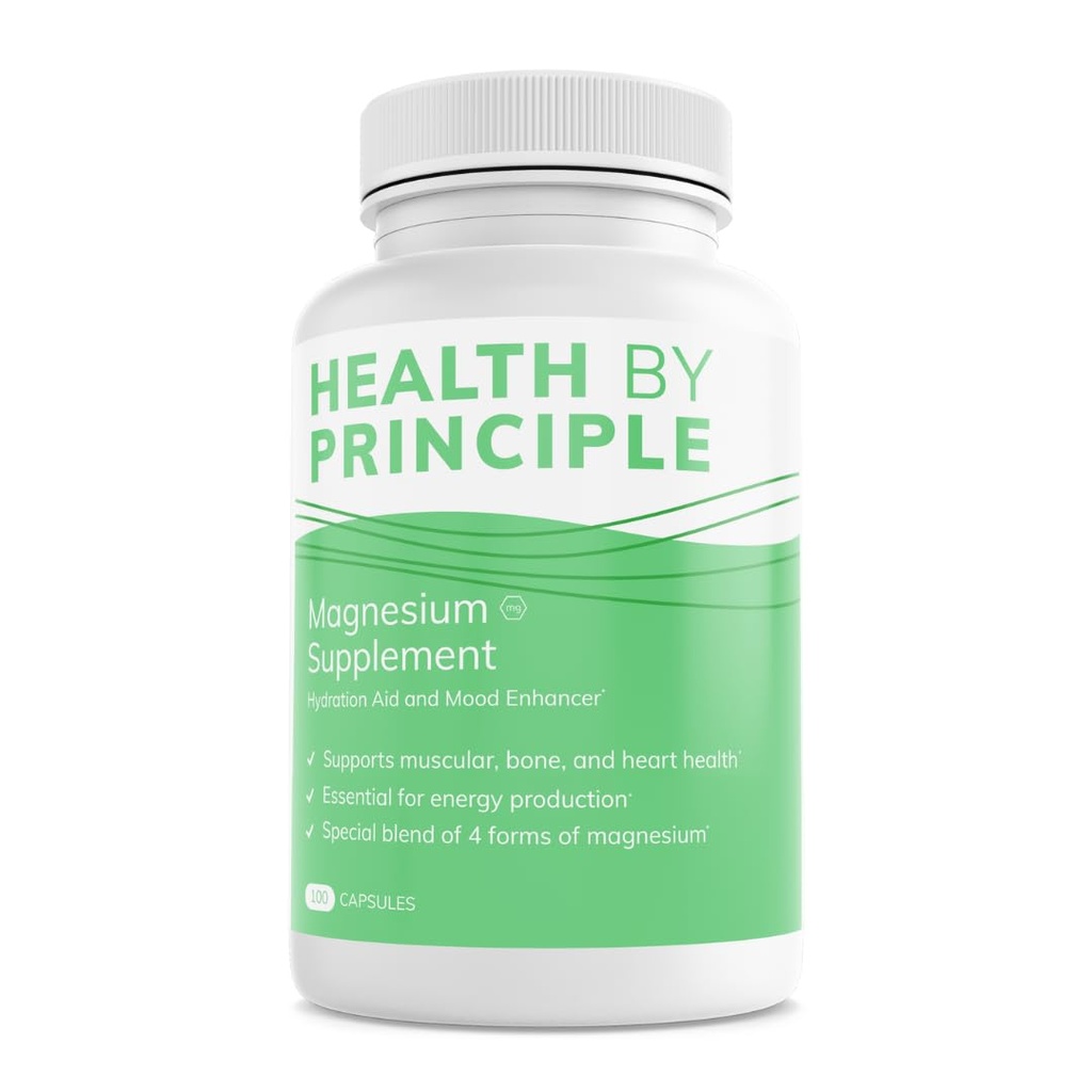 Magnesio Supplemento | 4 Tipi di Magnesio in 1 Capsule | Glycinate, Malate, Taurate, & Citrate per Muscoli & Sonno | Alta Assorbimento | Vegan, Non OGM | 100 Capsule
