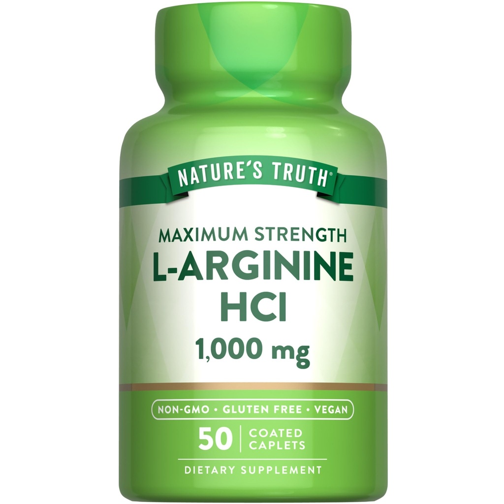 La verità della natura L-Arginina HCL 1000mg | 50 Caplets | Integratore Aminoacido Essenziale | Vegan, Non OGM & Gluten Integratore Libero