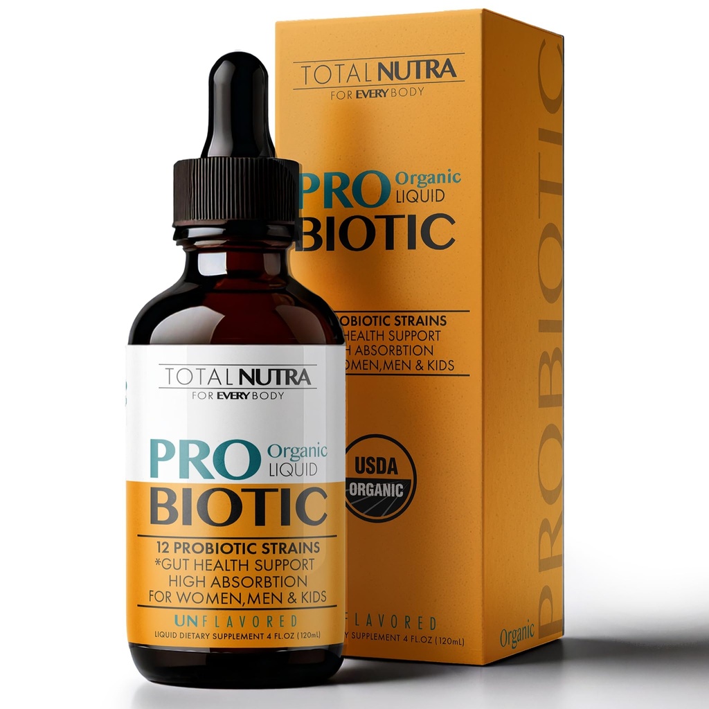 Probiotico liquido per le donne, gli uomini, i bambini, il bambino probiotico: Probiotici organici USDA, liquido probiotico Vegan & Alfalfa Blend + Acidophilus per la salute del fegato, latticini Gluten Sugar Free, Probiotici Orali non OGM