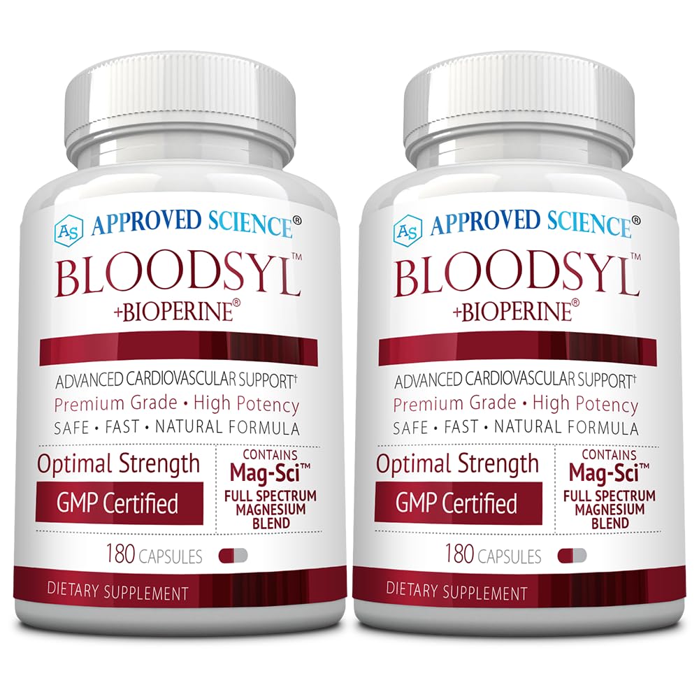 Approvato Science Bloodsyl - Supporta il flusso sanguigno - Bacca di biancospino, Magnesio, BioPerine - Vegan - 180 capsule - Confezione da 2
