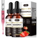 Vitamina B12 Liquid Drops Sublingual 10000 mcg, Triple B-12 Complex Supplement, Methyl & Methylcobalamin Blend for Women & Men, Mood & Energy Booster, Metabolism & Health Support, 2 Pack