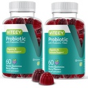 VITEEY Probiotic Gummies con Prebiotici – Integratori per la Salute Digestiva – 2 miliardi di CFU – Vegan, Gluten-Free – 120 Count