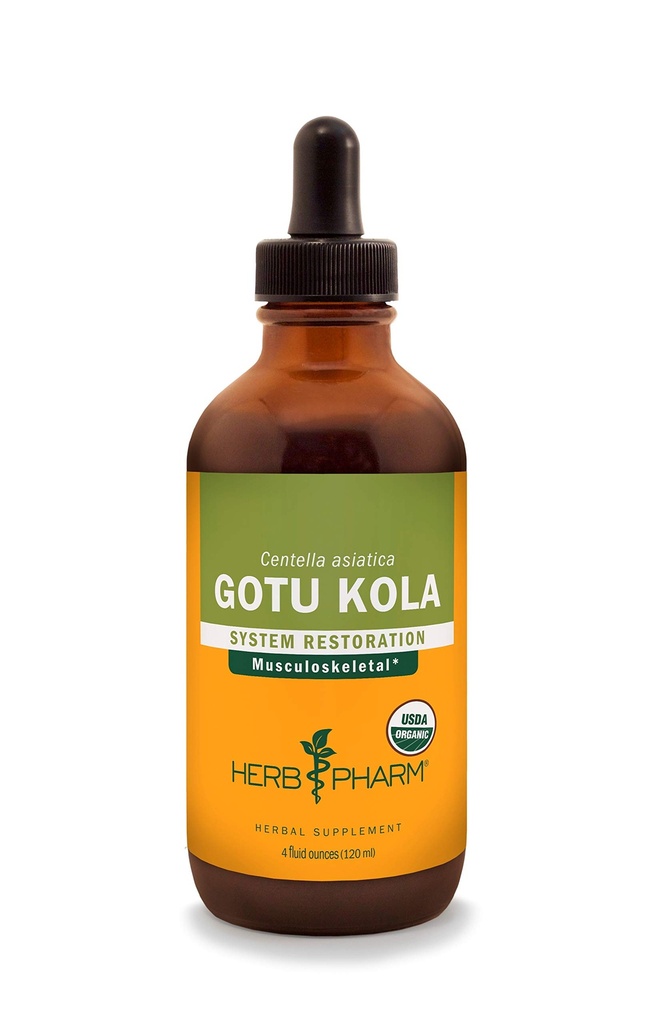 Estratto di liquido di Gotu Kola certificato di Herb Pharm per il supporto del sistema muscoloscheletrico - 4 oncia