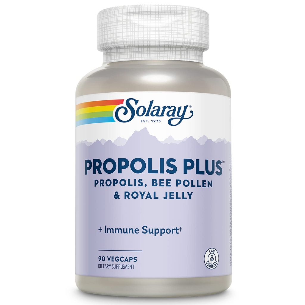 SOLARAY Propolis Plus | Supporto sano del sistema immunitario con Propolis, Bee Pollen & Royal Jelly | 90 VegCaps