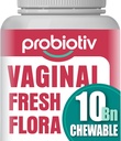 Probiotici vaginali masticabili per le donne 10 miliardi di CFU + prebiotici organici — Supporta la salute vaginale, mantiene il bilanciamento del pH vaginale & promuove la freschezza femminile, compresse aromatizzate alla fragola