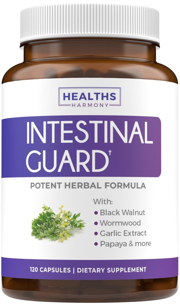 Intestinal Guard (Non OGM) Mantenere la Salute Intestinale - Potente Formula Naturale con Wormwood, Noce Nera, Goldenseal, Pau D'Arco, Clove, Aglio, Di Più - Tutto In Un Supplemento -120 Capsule (No Pillole)