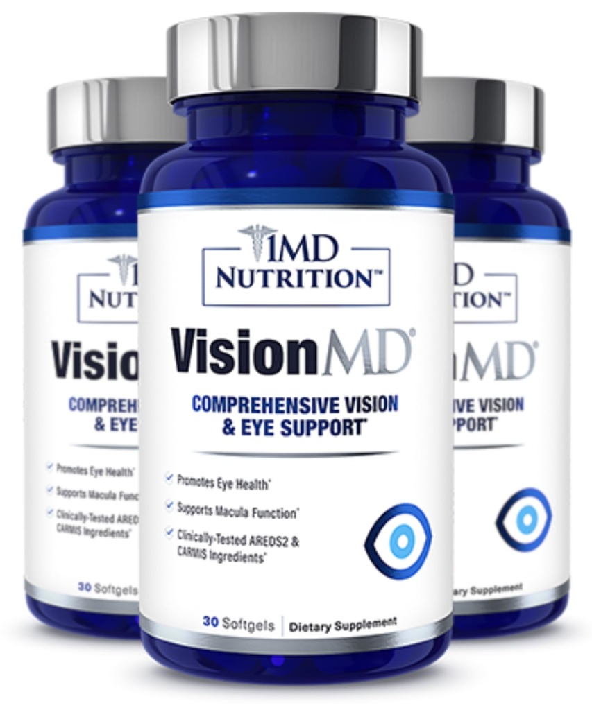 1MD Nutrition VisionMD Eye Vitamin CARMIS - con Lutein & Zeaxanthin | Supporta la Salute della Visione, lo Strain degli occhi di tutti i giorni, & Occasional Dry Eye | 90 Softgels (3-Pack)