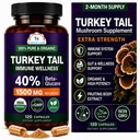CANCER SCIENZE Turchia Tail Wellness Funghi Supplemento, USDA Certified Organic Extract, Extra Strength 1,500 mg, Alta potenza 40% Beta-Glucans, Gut & Immune Support, Digestivo naturale, 120 capsule