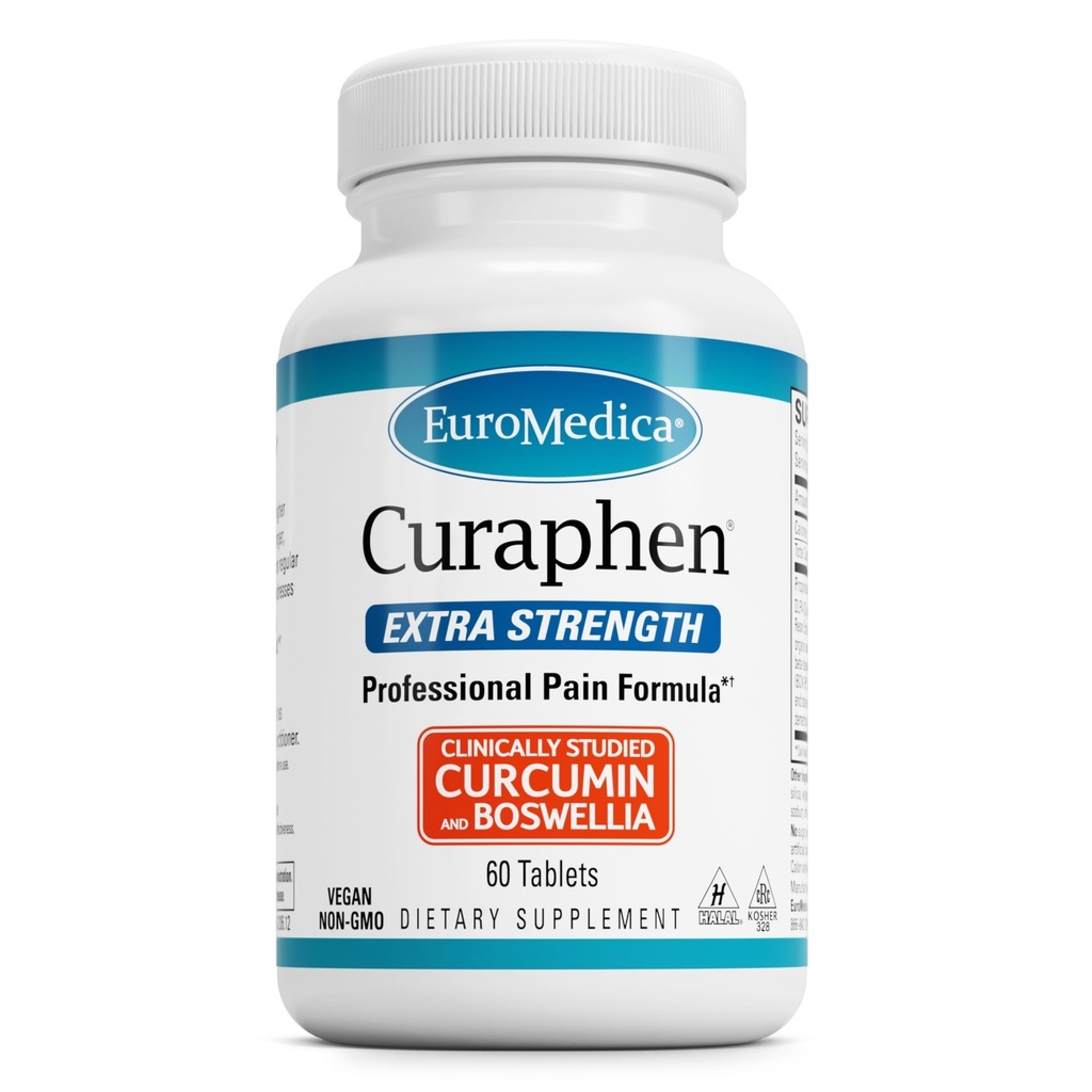 EuroMedica Curaphen Extra Strength - Curcumin & Boswellia Supplemento per il supporto per la circolazione sana - Integratore di curcuma ai giunti di sostegno, Salute del muscolo & Produzione di Endorphin - 60 compresse