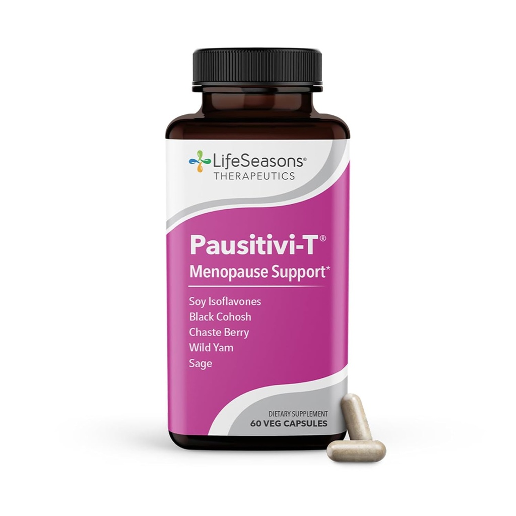 LifeSeasons Pausitivi-T con Beau-T - Menopause Support Supplement - Potente sollievo per Flash Caldi, Ormone Imbalance & Night Sweats - Nourishes Tissue - Sage, Chasteberry, Soy Isoflavones