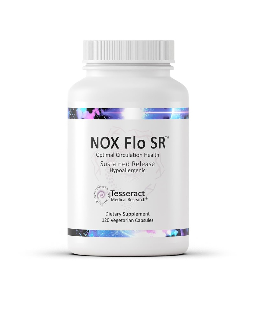 Tesseract NOX Flo SR Nitric Oxide Booster, Vasular Health Supplement, 120 capsule, Sustain-Release L Citrulline, Coenzyme Q10 & R Lipoic Acid, Circulation & Blood Pressure Support, Hypoallergenic