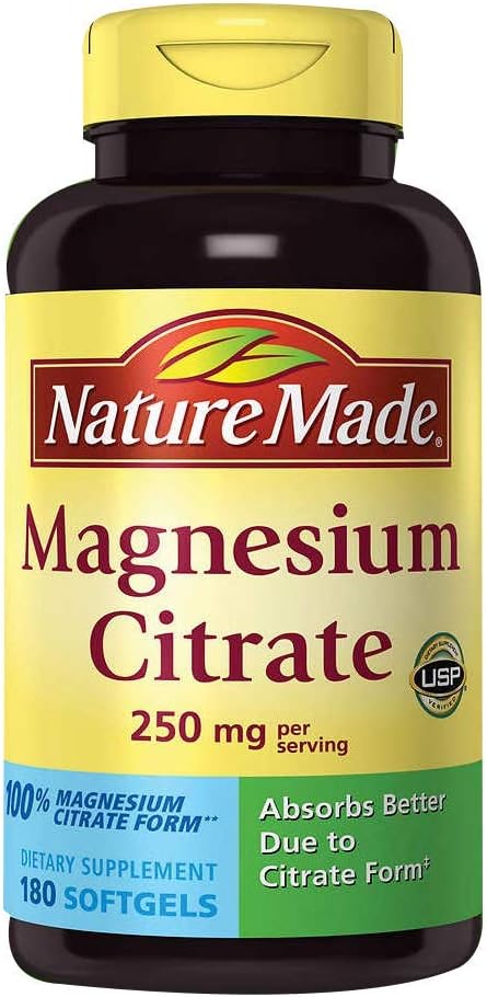 Citrato di magnesio naturale 250 mg Integratore alimentare (Netcount 180 Gel Morbidi), 180Count