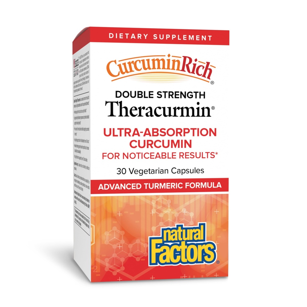 Fattori naturali, CurcuminRich Double Strength Theracurmin, 60 mg, Just 1 Capsule Daily, Formulato per l'assorbimento superiore, 30 Count (Pack of 1)