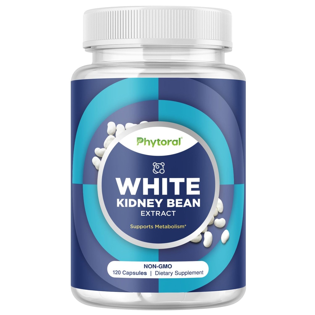 Phytoral White Kidney Bean estrarre Carb Blocker - White Kidney Beans supplemento per Metabolism Boost & Ease Calorie da Starchy Food - Carb Control Supplements - 120 Capsule