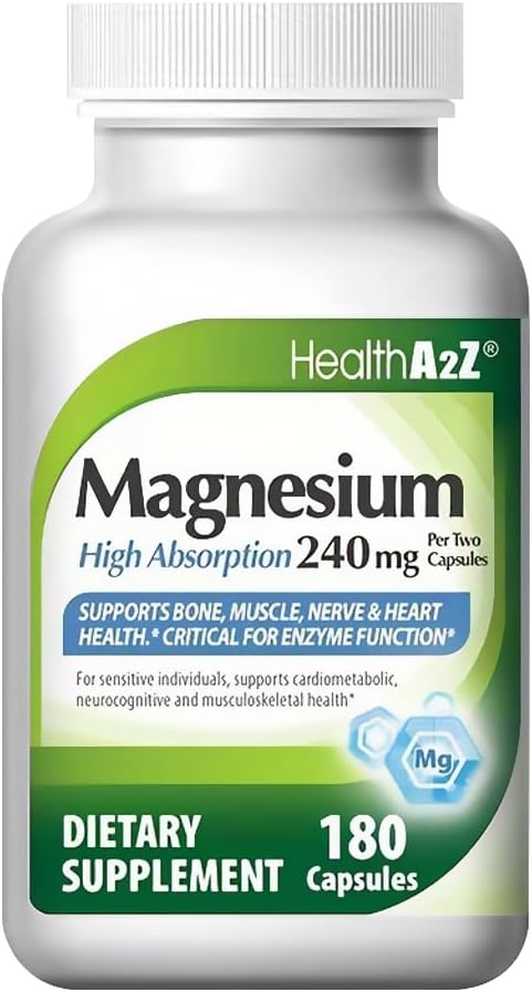 Alto assorbimento 100% Magnesio Chelato | Supporta Bone* | Muscolo* | Nerve & Heart Health* | 240mg -180 Capsule