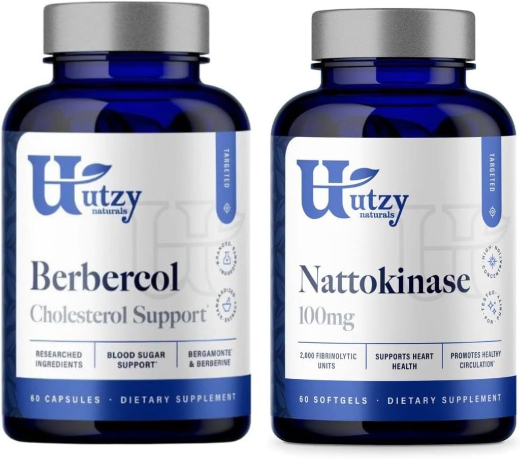 Utzy Naturals Supporto metabolico Bundle | Nattokinase 100 mg e Berbecol 500 mg