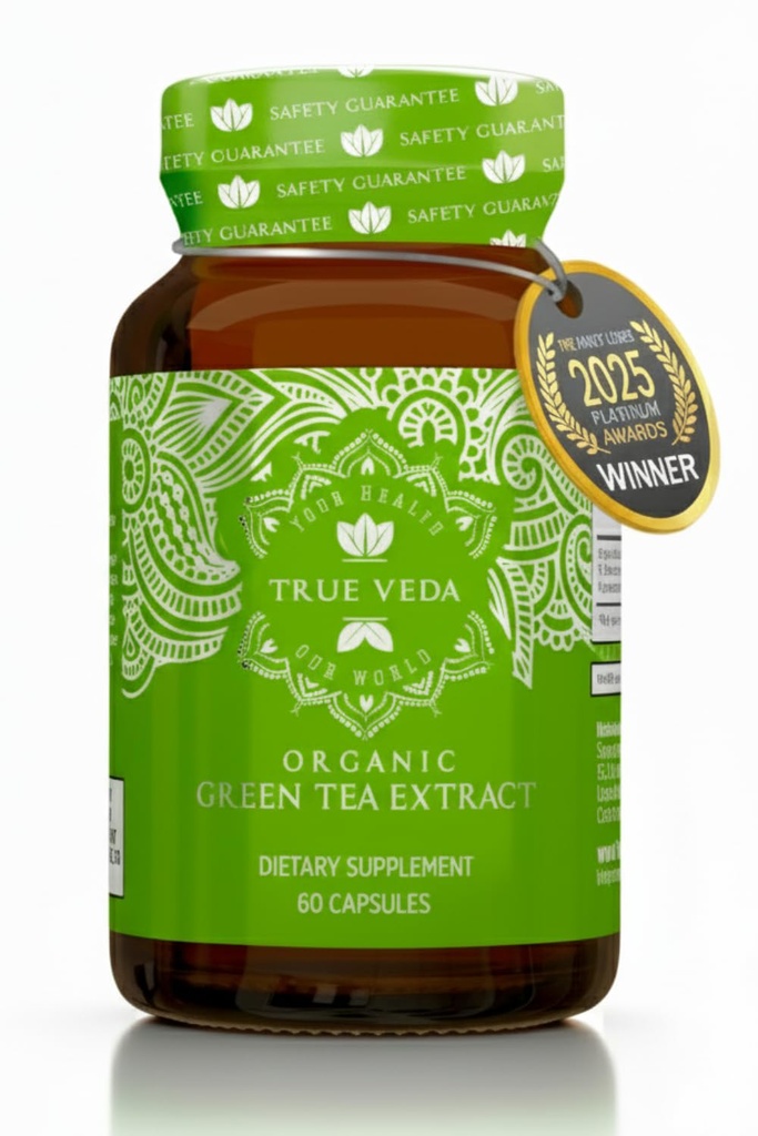 Estratto di tè verde organico – Certificato USDA Organic | 60 capsule di tè verde | pillole di tè verde | Estratto di tè verde EGCG | 50% Polyphenols EGCG integratori