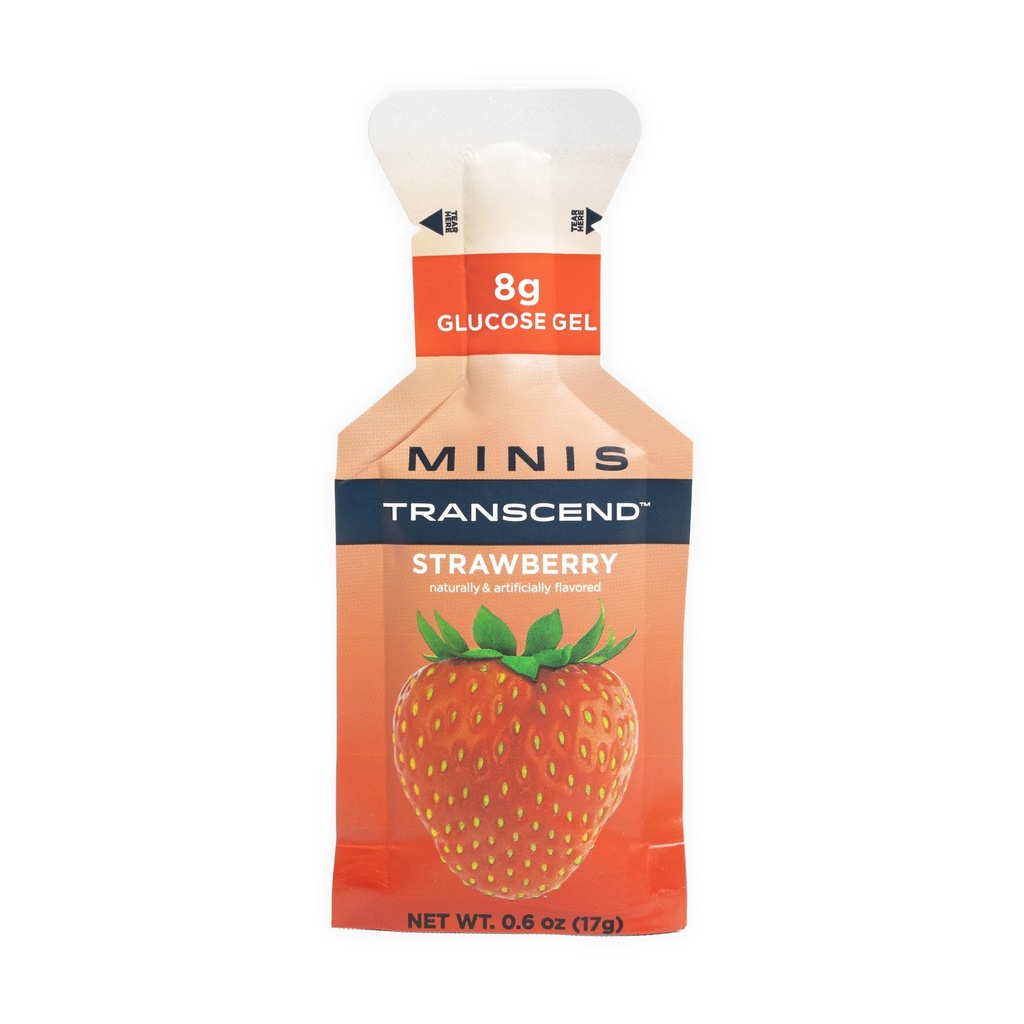 Mini gel di fragola (.6 oz, confezione da 12) Fast-Acting Carb Gel Fragola Flavor – formato di viaggio, caffeina gratis, senza glutine