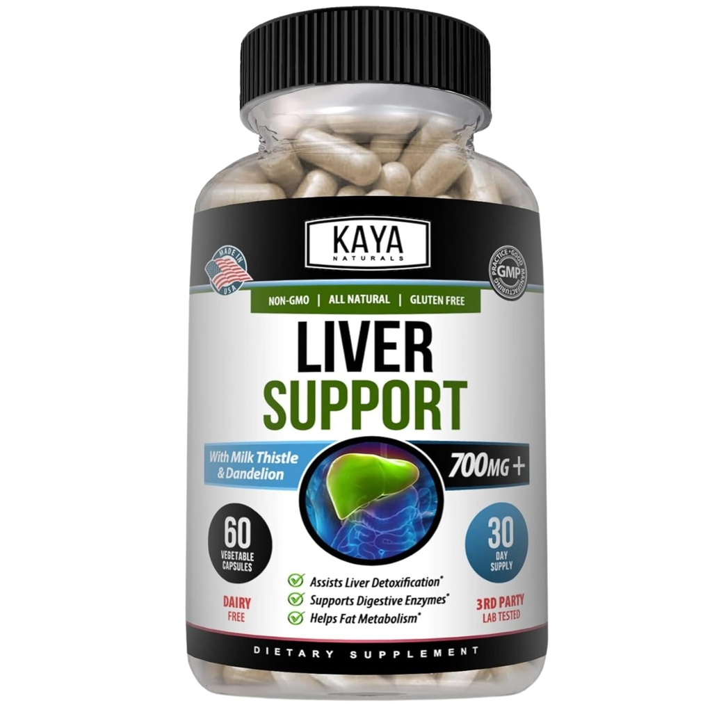 Kaya Naturals Detox & Repair - Integratore di cardo al latte - Detossi del fegato per le donne e gli uomini - Estratto di carciofo e capsule di radice di dadelion - 60 Conte