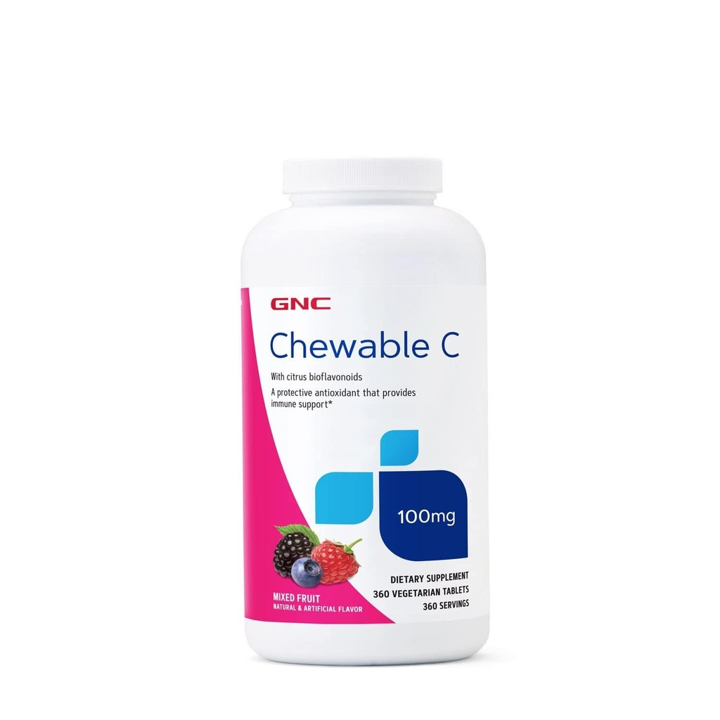 GNC Vitamina C 100mg, Fornisce supporto immunitario, Frutta mista, 360 Serve