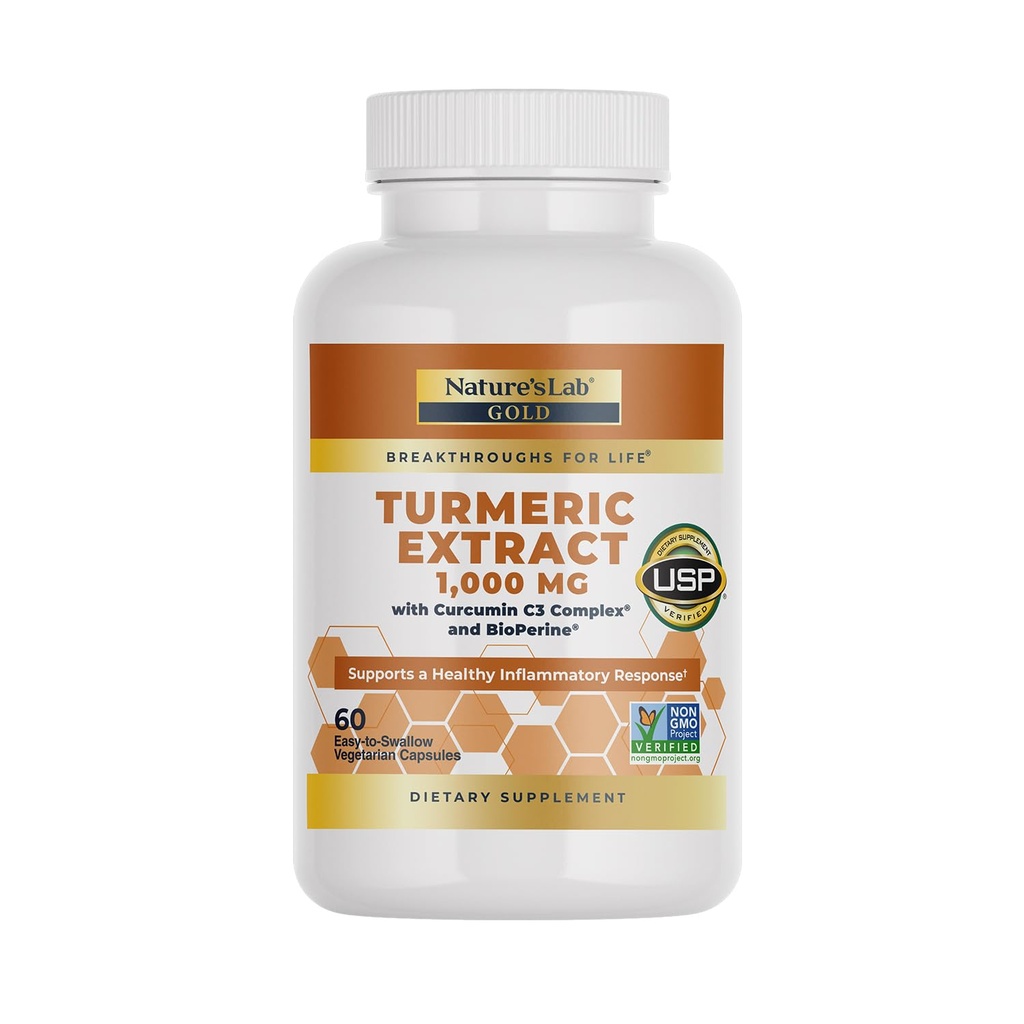 Estratto di erbe della natura con curcumina C3 & BioPerine 1000mg - promuove la cardiovascolare, la digestione e la salute immunitaria - 60 capsule (30 giorni di alimentazione)
