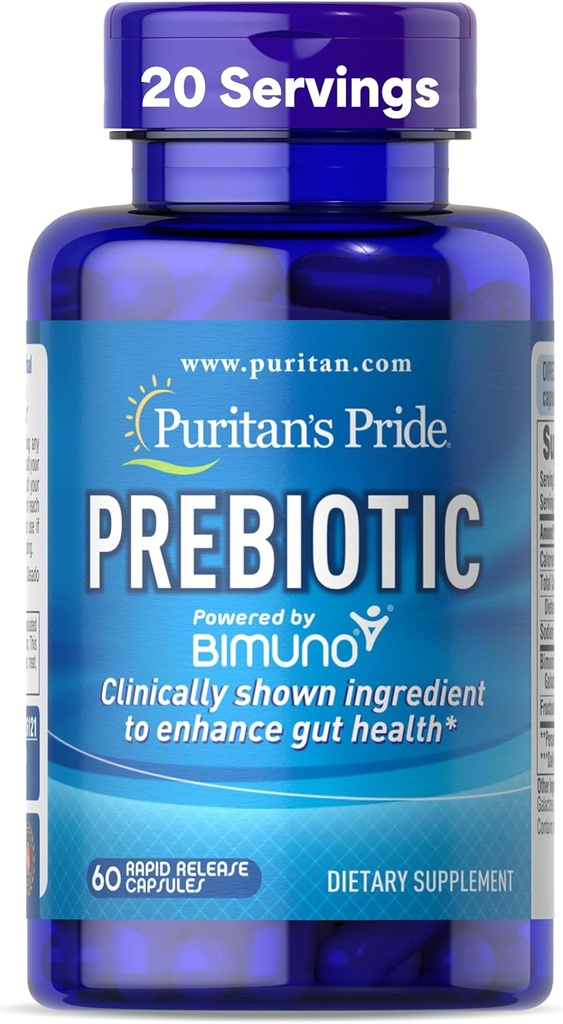 Prebiotici Pride di Puritan per uomini e donne alimentati da Bimuno, integratore alimentare per la salute avanzata del fegato, aiuta ad alleviare il gonfiore, 60 capsule di rilascio rapido