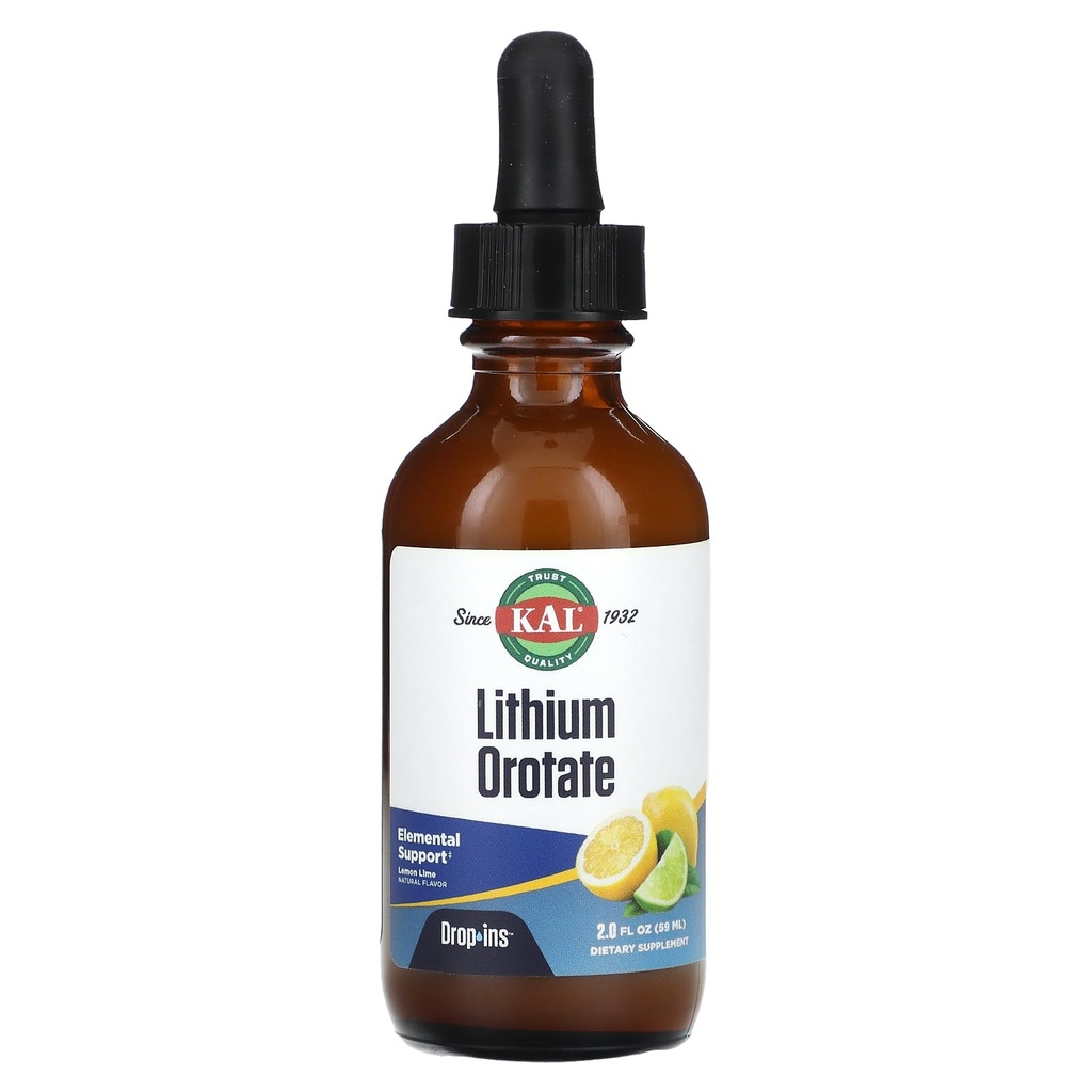 Gocce di orotato di litio, Lime di limone, 2 fl oz (59 ml), KAL