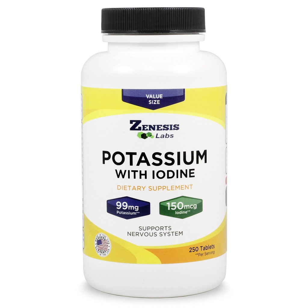 Gluconato di potassio 99mg + 150mcg di iodio da Kelp Bulk (250 compresse / bottiglia)