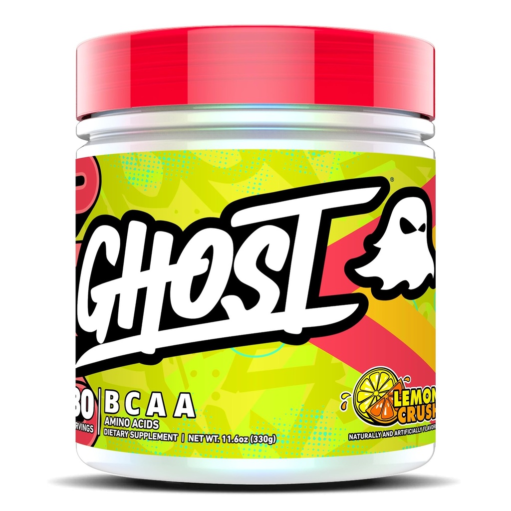Supplemento di aminoacidi della polvere di GHOST BCAA, Crociata di limone - 30 Serve - Intra senza zucchero, Post & Pre Workout Amino Powder & Recovery Drink, 7G BCAA